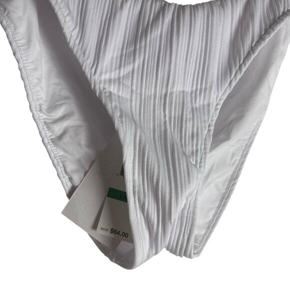 Becca Rebecca Virtue White Moon Ridge Hipster Adela Ribbed Bikini Bottoms Large - Picture 8 of 9